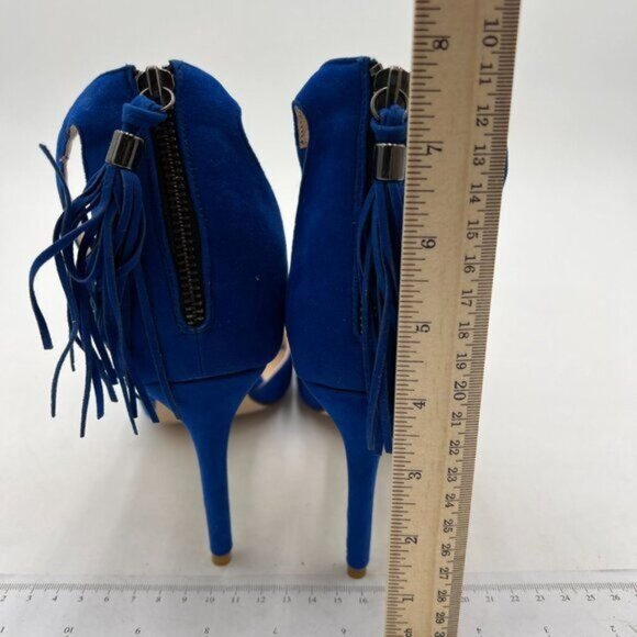 FSJ Women Peep Toe Ankle Strap Heels Sandals Stiletto Chic Fringed Party D'Orsay - Picture 5 of 8